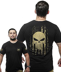 Camiseta Masculina Wide Back EUA Punisher Team Six Brasil