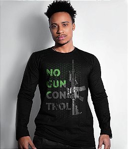 Camiseta Manga Longa Magnata No Gun Control Masculina