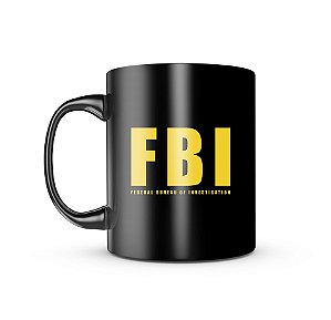 Caneca de Porcelana Dark Militar FBI Federal Bureal Of Investigation Team Six Brasil