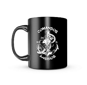 Caneca de Porcelana Dark Militar Comandos Anfíbios Team Six Brasil