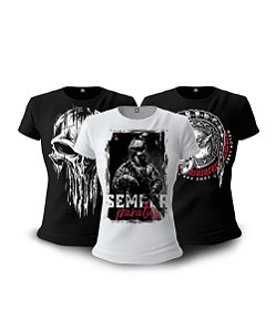 Kit 03 Camisetas Baby Look Feminina GUFZ6 Paratus