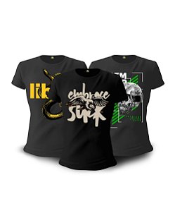 Kit 3 Camisetas Baby Look Feminina GUFZ6 Embrace Team Six Brasil