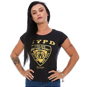 Camiseta Baby Look Feminina NYPD Gold Line