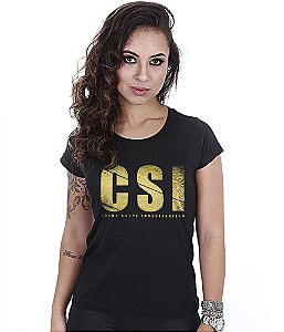 Camiseta Militar Baby Look Feminina CSI Gold Line