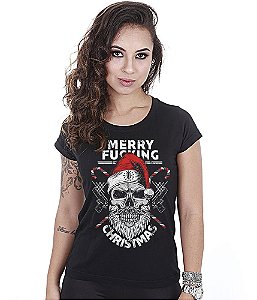 Camiseta Baby Look Feminina Merry F*****g Christmas Team Six Brasil