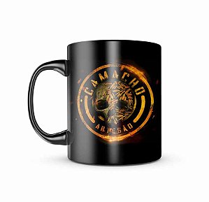 Caneca de Porcelana Dark Militar Squad T6 Camacho Artesão Skull Ammunition Team Six Brasil