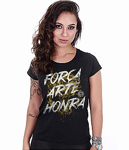 Camiseta Baby Look Feminina Squad T6 Camacho Força Arte Honra