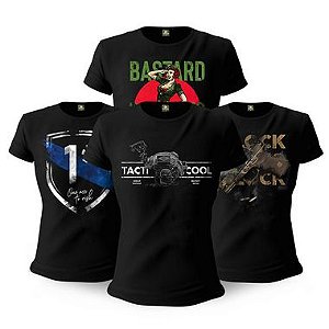 Kit 4 Camisetas Femininas Baby Look Militares Tactical Fritz Tacti Cool