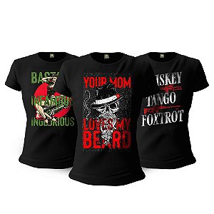 Kit 3 Camisetas Femininas Baby Look Militares Tactical Fritz Infamous Beard