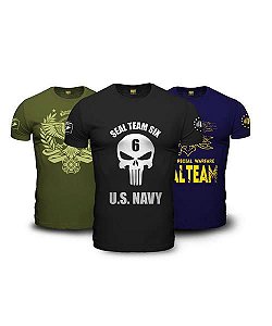 Kit Combat 3 Camisetas Militares Masculinas 100% Algodão
