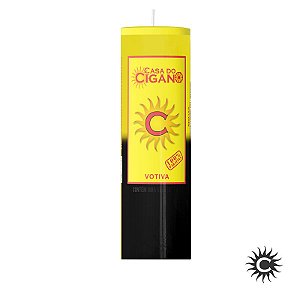 Vela 7 Dias Amarela e Preta 210g - Casa do Cigano