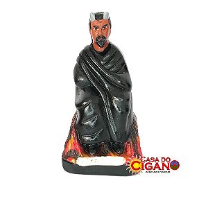 Imagem - Exú Capa Preta Sentado - Gesso - 20cm