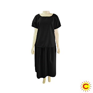 Conjunto Feminino Oxford – Preto (Bata e Saia)