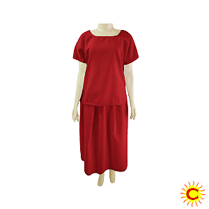 Conjunto Feminino Oxford – Vermelho (Bata e Saia)