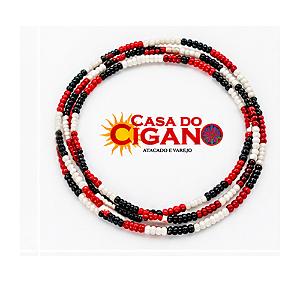 Guia de Miçanga – Vermelha, branca e Preta – 1,40m