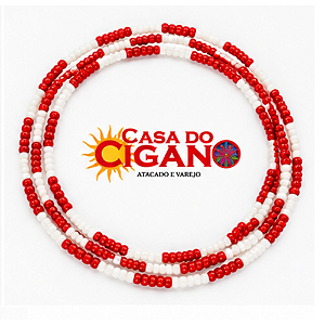 Guia de Miçanga – Vermelha e branca – 1 m