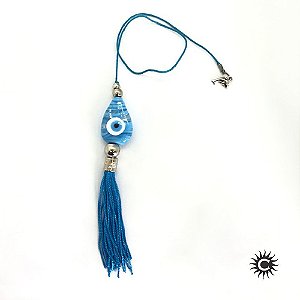 Protetor - Carro Olho Grego Azul Claro Murano Pompom