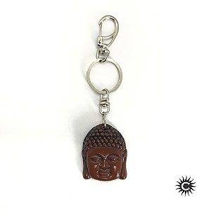 Chaveiro - Metal - Buda Rosto Marrom Com Resina
