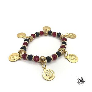 Pulseira - Cigana Pomba Gira Ii Moedas Cristal E Silicone