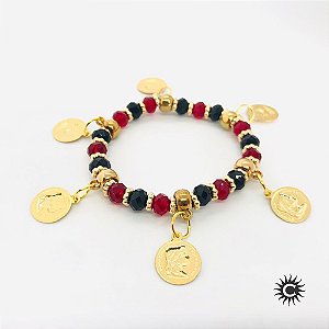 Pulseira - Cigana Pomba Gira Moedas Cristal E Silicone