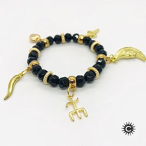 Pulseira - Exu Preto Penduricalhos Cristal E Silicone