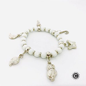 Pulseira - Iansã Balé Branca Cristal E Silicone