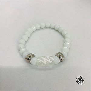 Pulseira - Iansã Firma Cristal Branco Balé E Silicone