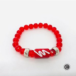 Pulseira - Iansã Firma Cristal Vermelho E Silicone