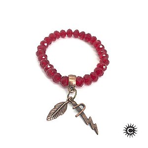Pulseira - Iansã Vermelha Espada Cobre Cristal E Silicone
