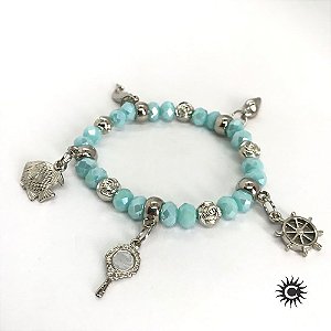 Pulseira - Iemanjá Azul Claro Com Abb Cristal E Silicone Luxo