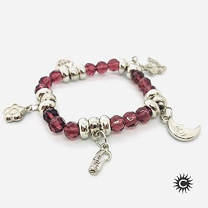 Pulseira - Nanã Lilás Cristal E Silicone