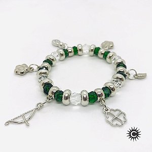 Pulseira - Oxossi Verde Cristal E Silicone