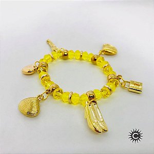 Pulseira - Oxum Amarelo Cristal E Silicone