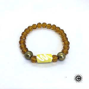 Pulseira - Oxum Firma Amarelo Cristal E Silicone