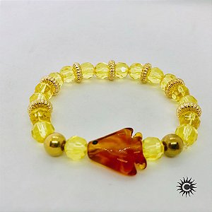 Pulseira - Oxum Peixe Amarelo Cristal E Silicone