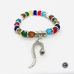 Pulseira - Oxumare Cristal Colorido E Silicone
