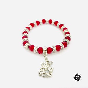 Pulseira - São Jorge Vermelho Cristal E Silicone