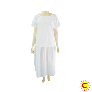Conjunto Feminino Oxford – Branco (Bata e Saia)