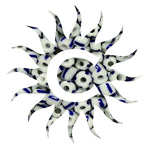 Missanga - Rajada - 100g - Branca E Azul Escura