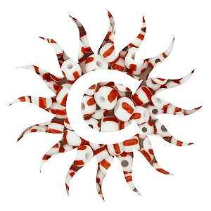 Missanga - Rajada - 500g - Branco E Vermelha