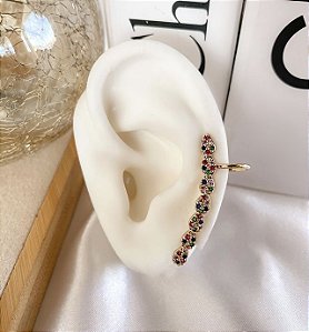 Piercing fake MONALISA folheada com detalhe gota em zirconia (dourado e colorido)