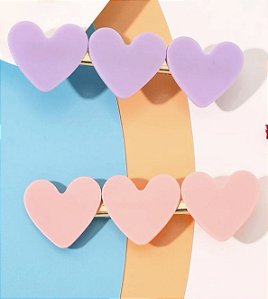 Hair clip JOANA tri love ( rosa e lilás ) (par)