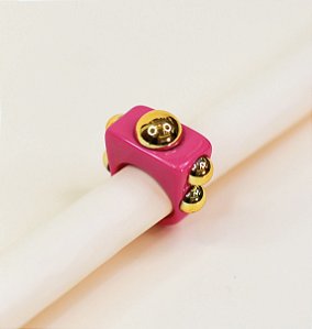 Anel MIKA chunky de acetato 5 esferas fucsia