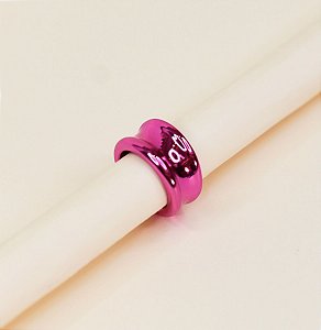 Anel LAILA chunky de acetato boleado  rosa cromado