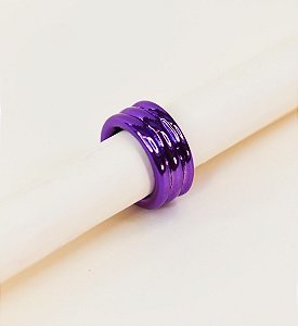 Anel BIA chunky de acetato 3 arcos roxo cromado