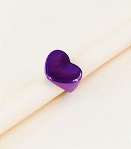 Anel RENATA chunky de acetato coração roxo cromado