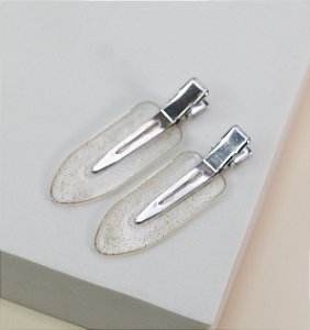 Hair clip LORENA cristal transparente com glitter  (par)