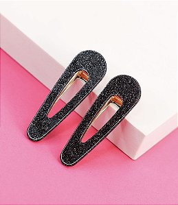Hair clip ERICA max clip preto com glitter (par)