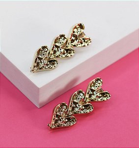 Hair clip SUELEN  trio de corações irregular gold (par)