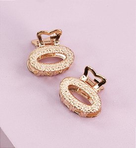 Mini presilha LIDIA  textura dourado oval (dupla)